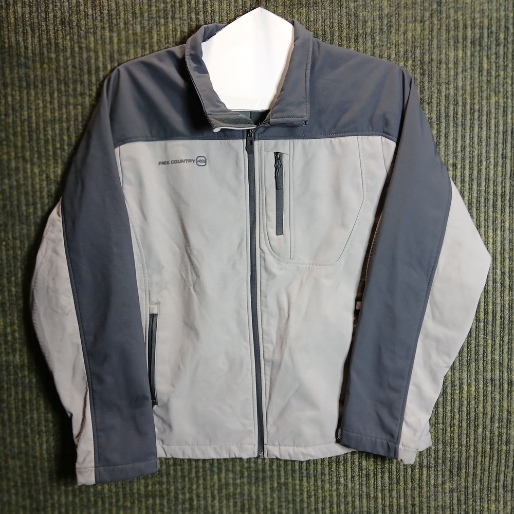 Free Country Mens Full Zip Jacket Light Gray Dark Gray Size XL‎